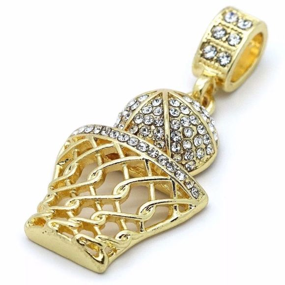 Iced Out Basketball Pendant & 24" Rope Chain - Picture 2 of 4